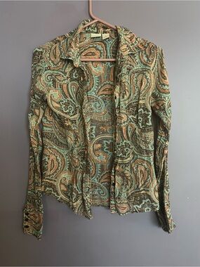 Daytrip Paisley Sparkly fitted Button-Up Shirt